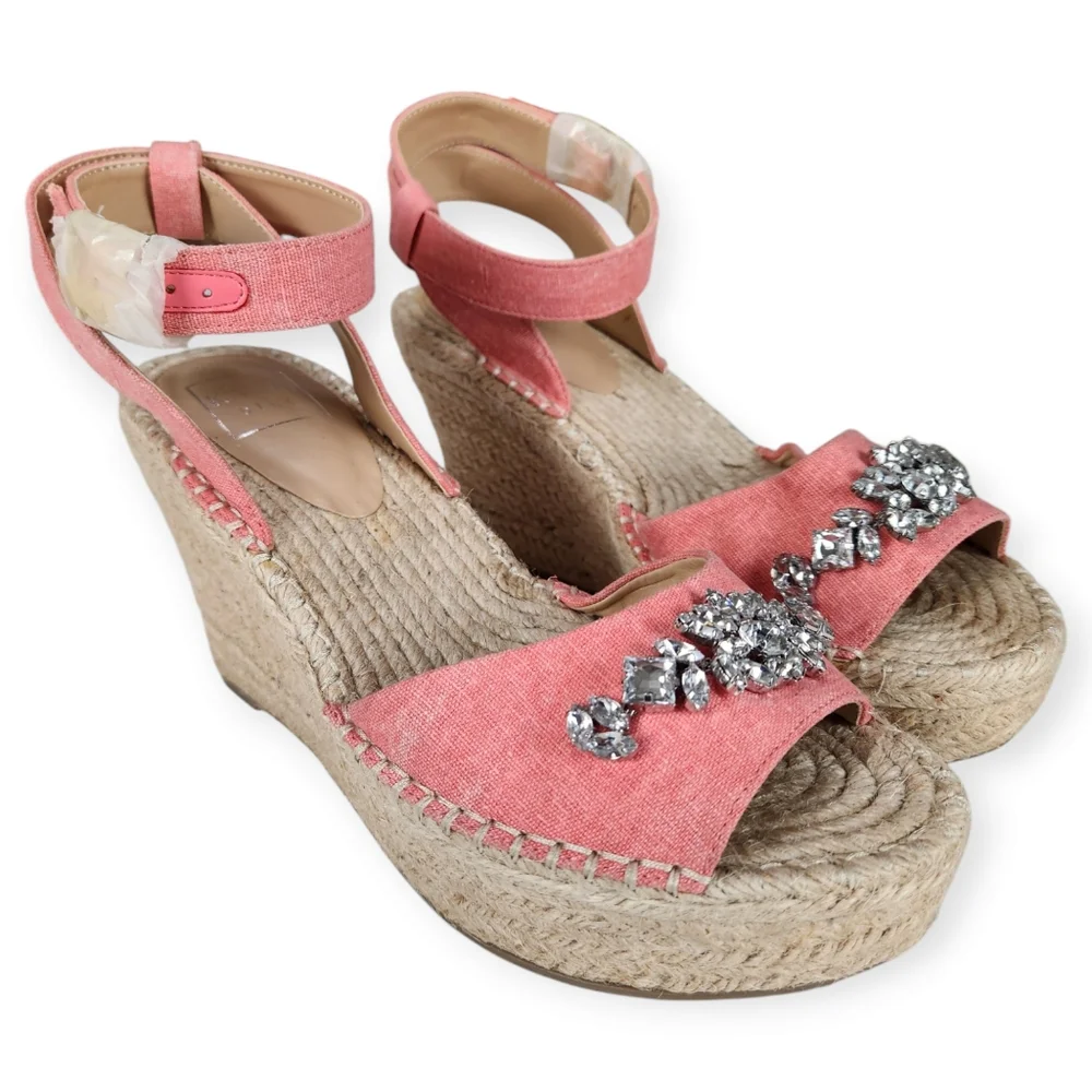 Kaari Blue Chloe Washed Coral Jewel Espadrille Sandals size 8M NWOT